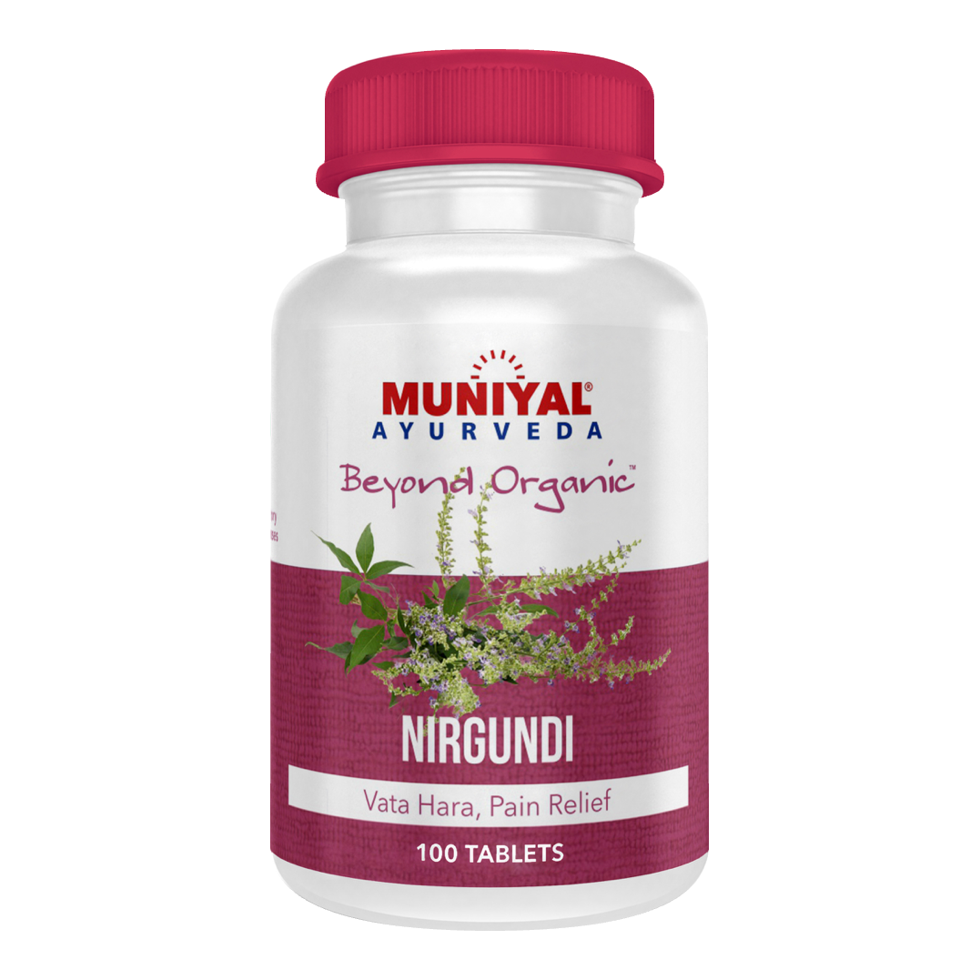 Nirgundi Tablets — Muniyal Ayurveda product pack